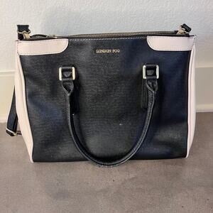 London Fog Black White color block satchel women crossbody handbag medium purse